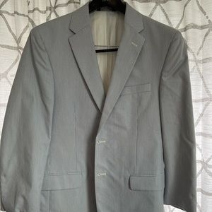 Jos A Bank blue and white seersucker blazer